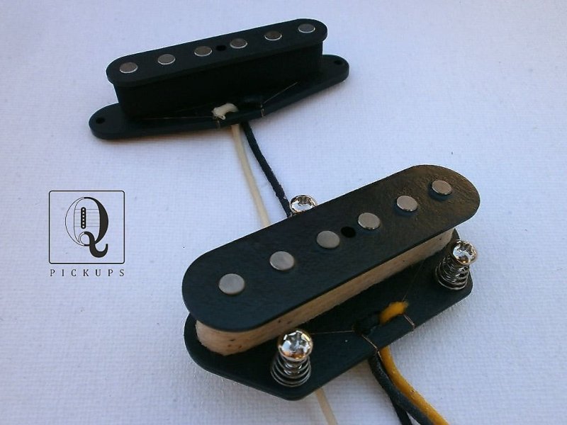 画像1: Telecaster Custom Mixed Magnets A2/5 Guitar Pickups SET Bridge Neck Hand Wound Tele by Q pickups (1)
