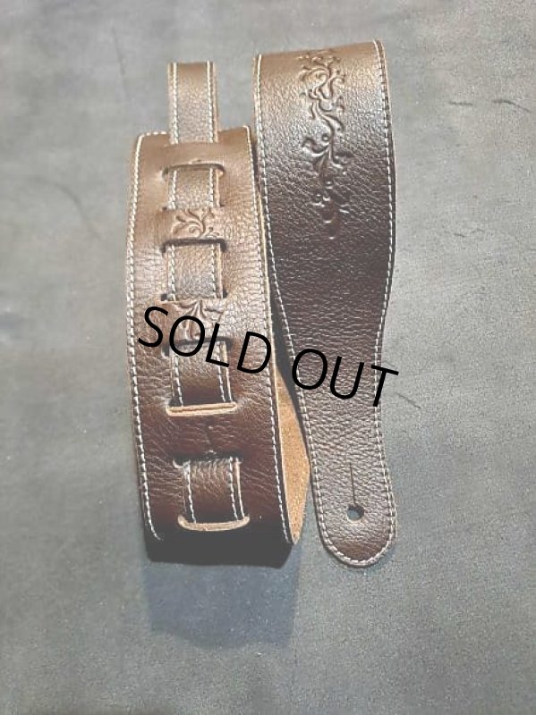 画像1: Wakertone LGS5-DBW Leather Guitar Strap (Beef skin) (1)